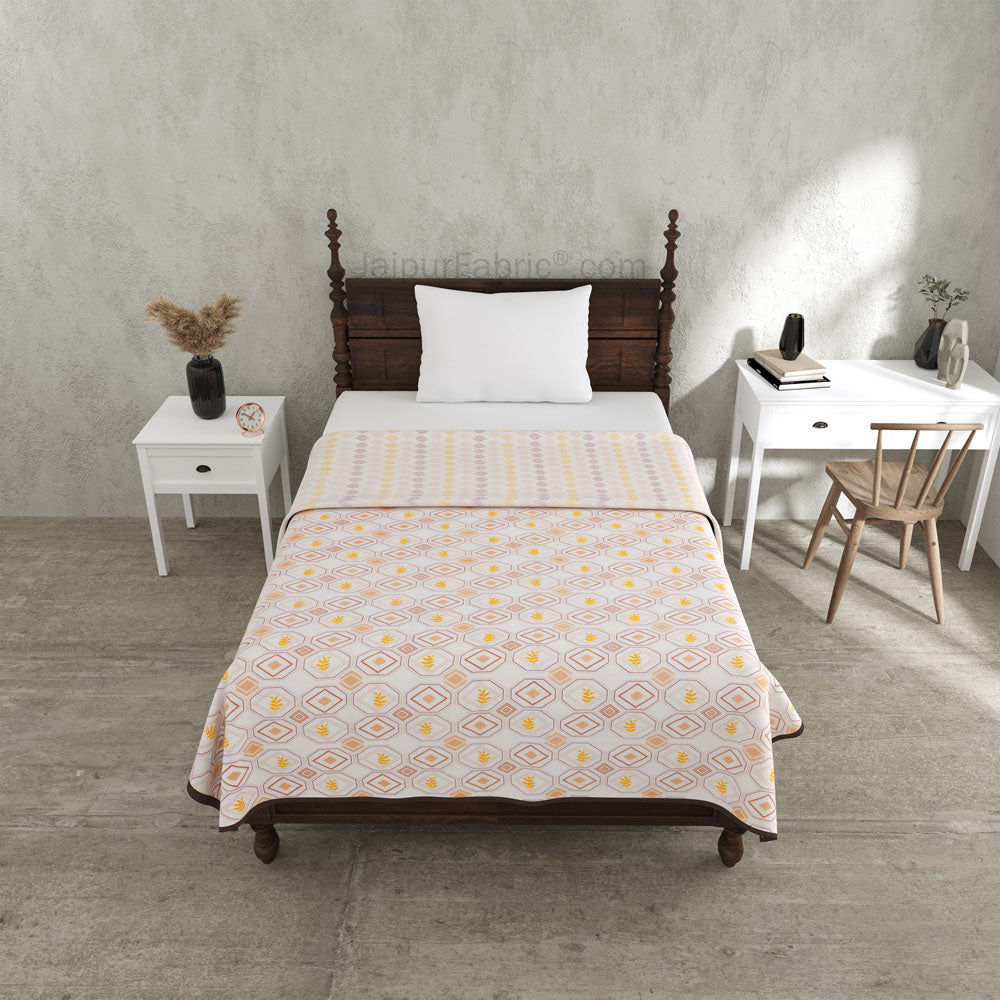 Artistic Maze Peach Yellow Single Bed Dohar Blanket